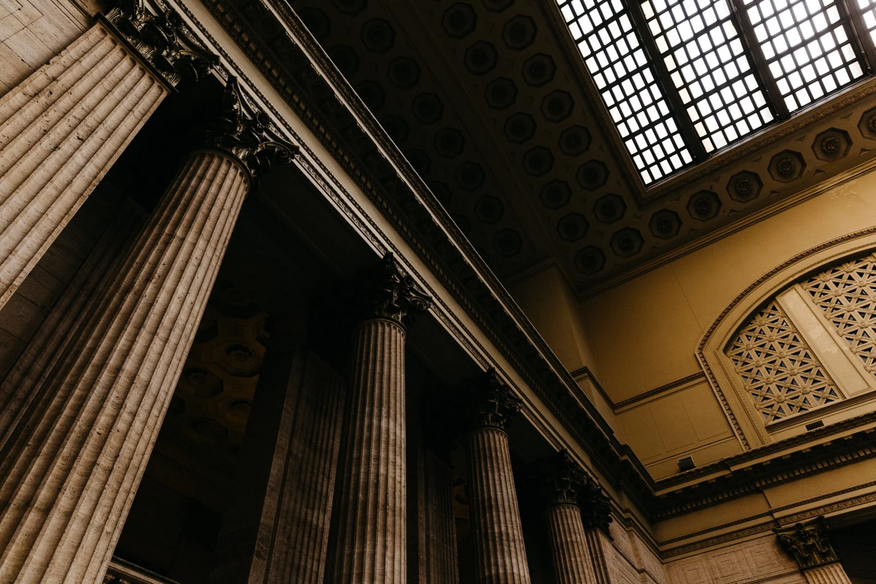 Architectural columns and ceiling in the original Gowper photograph